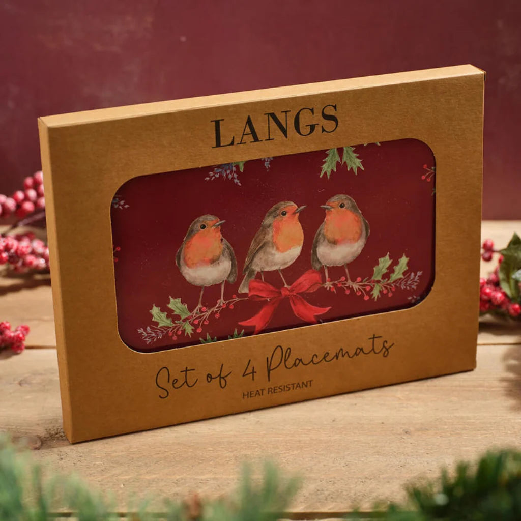 Robin With Foliage And Bow Heat Resistant Placemats Box 4