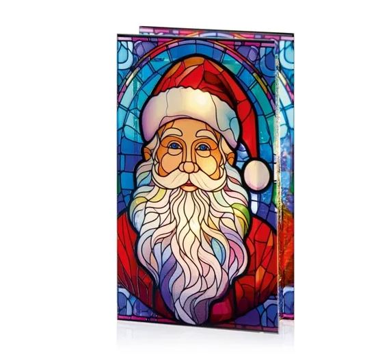 Battery Operated Lit Santa Glass Table Top 50 Warm White LEDs