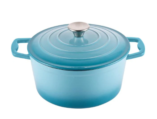Steelex Teal Round Cast Iron Casserole Dish 20cm