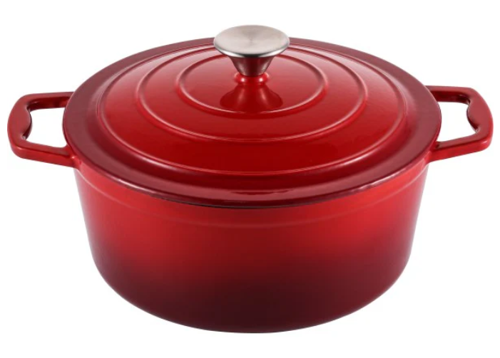 Steelex Red Round Cast Iron Casserole Dish 25cm 4.7L
