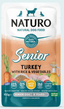 Naturo Senior Dog Turkey &amp; Rice with Vegetables Pouches 150g