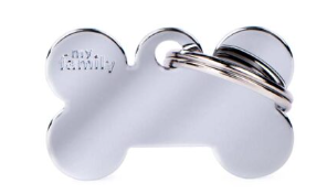 MY FAMILY Small Bone Chromed Brass ID Tag