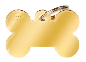 MY FAMILY Big Bone Golden Brass ID Tag