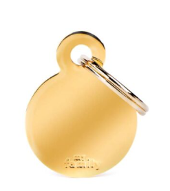 MY FAMILY Small Round Golden Brass ID Tag