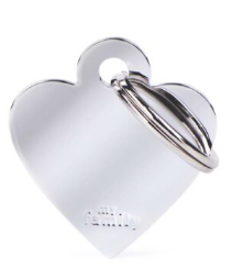 MY FAMILY Small Heart Chromed Brass ID Tag