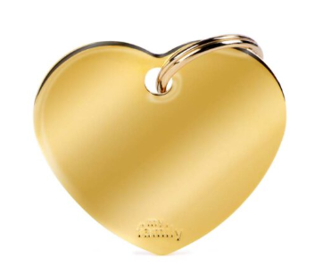 MY FAMILY Big Heart Golden Brass ID Tag