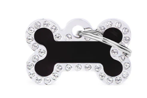 MyFamily Glam Small Black Bone Strass ID Tag
