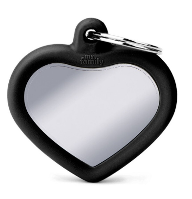 MyFamily Hushtag Heart Chrome Plated Brass Black Rubber