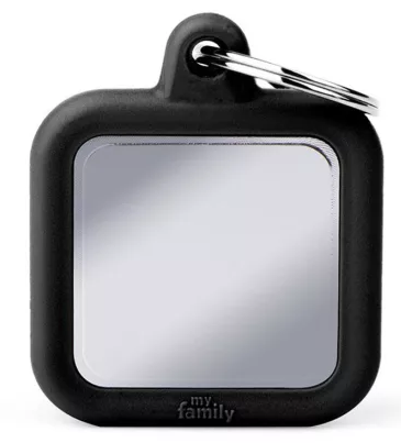 MyFamily Hushtag Square Chrome Plated Brass Black Rubber