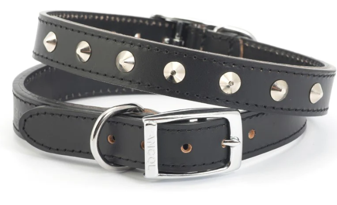 Ancol Sewn Studded Dog Collar Black