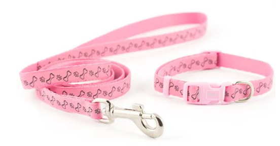 Ancol Small Bite Puppy Collar & Lead Set Paw & Bone Print