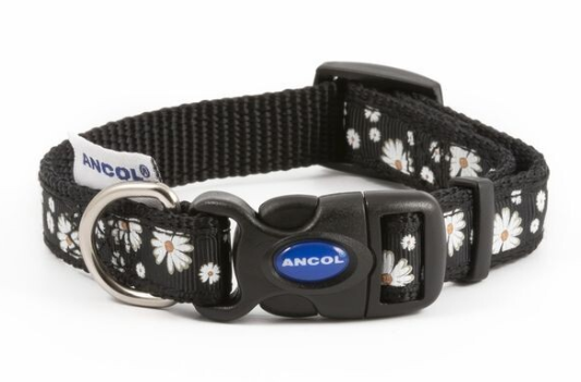 Ancol Black Daisy Nylon Adjustable Collar