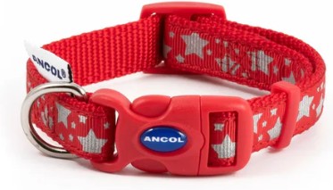 Ancol Stars Reflective Adjustable Collar Red