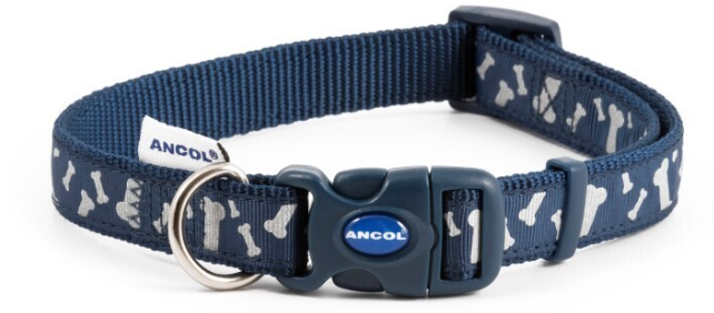 Ancol Bones Reflective Adjustable Collar Blue