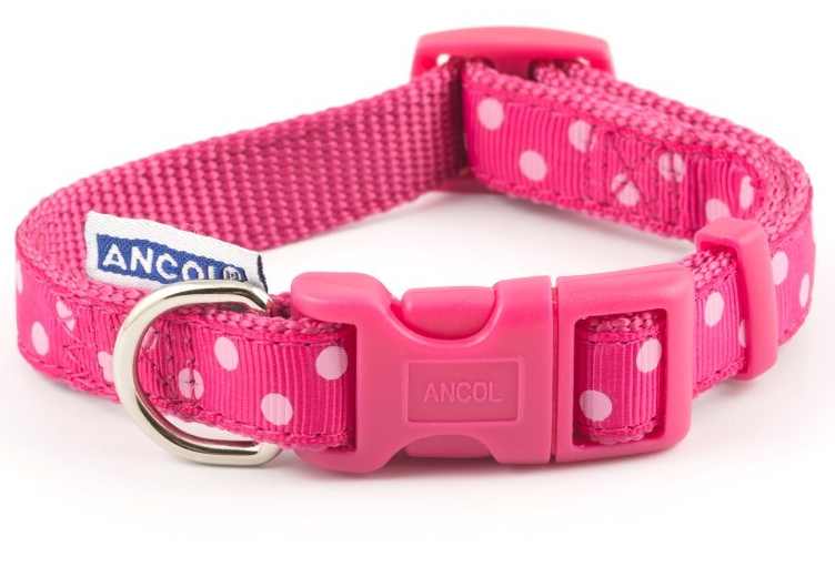 Ancol Raspberry/Pink Polka Dot Adjustable Collar S1-2