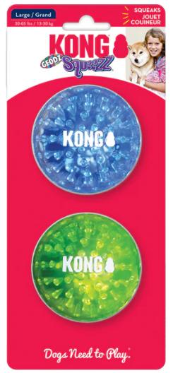 Kong Squeezz Geodz Ball Assorted - Large - 2 Pack