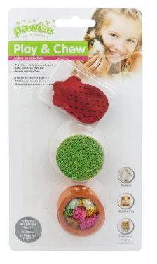 Wood N Loofah Small Animal Toy Mix 3Pc