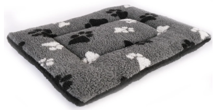 Petlando Petlife Sherpa Fleece Crate Mat Grey with Black & White Paws S