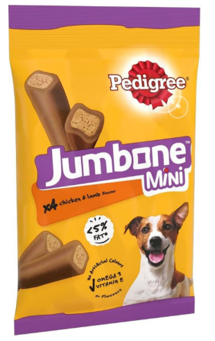 Pedigree Jumbone Mini Chicken and Lamb Dog Treat 4pk