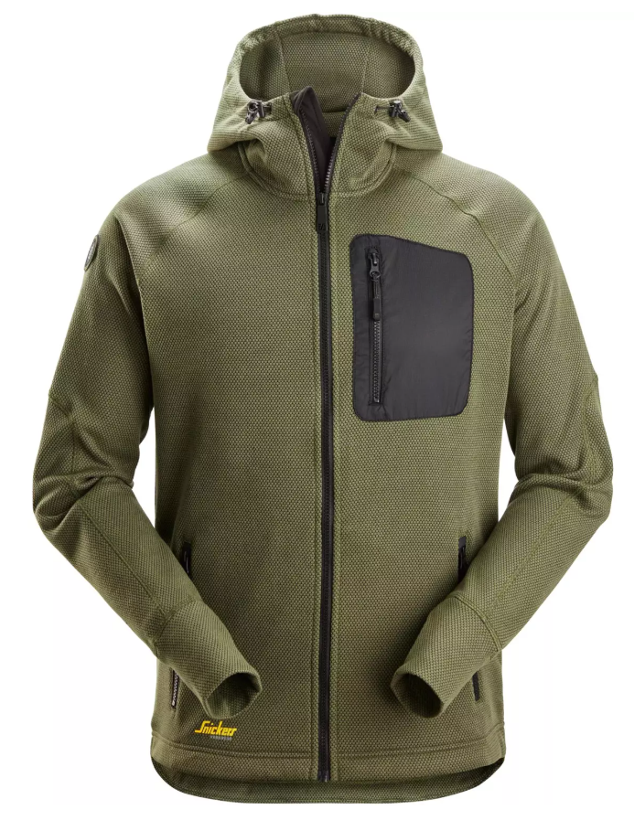 Snickers Fleece Hoodie - Khaki Green/Black