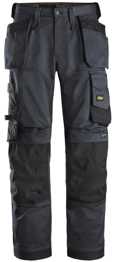 Snickers Stretch Loose Fit Trousers with Holster Pockets - Steel Grey/ Black