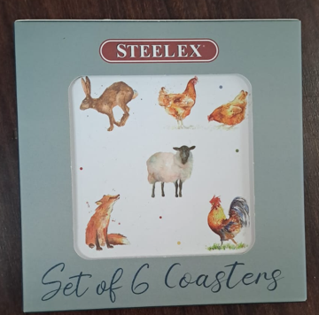 Steelex Farm Friends Set of 6 Coasters