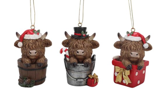 Highland Tree Decoration 8cm 3 Asstorted
