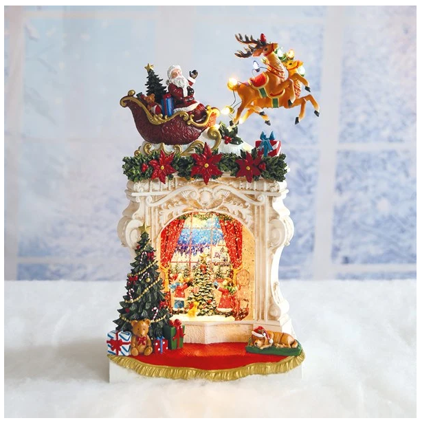 Santa Fireplace Spinner 26.5cm
