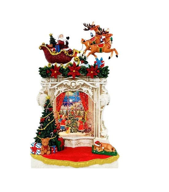 Santa Fireplace Spinner 26.5cm