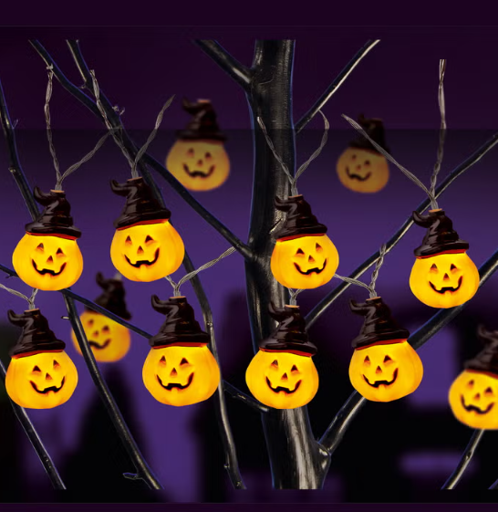 Premier Decorations Battery Operated 10 LED Pumpkin Witches Lights