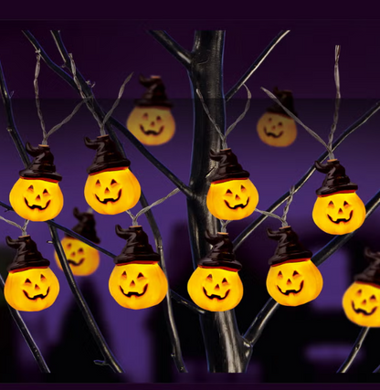 Premier Decorations Battery Operated 10 LED Pumpkin Witches Lights
