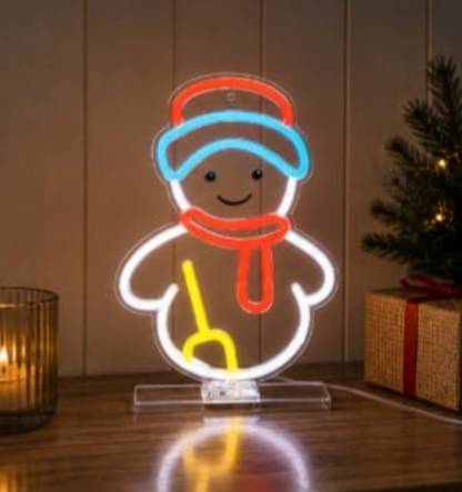 Premier USB Lit Snowman Neon Hanging Sign – 33cm