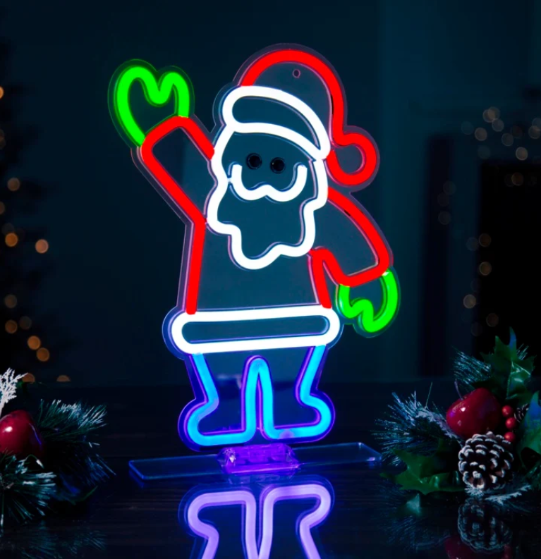 33cm USB Lit Waving Santa Neon Hanging Sign