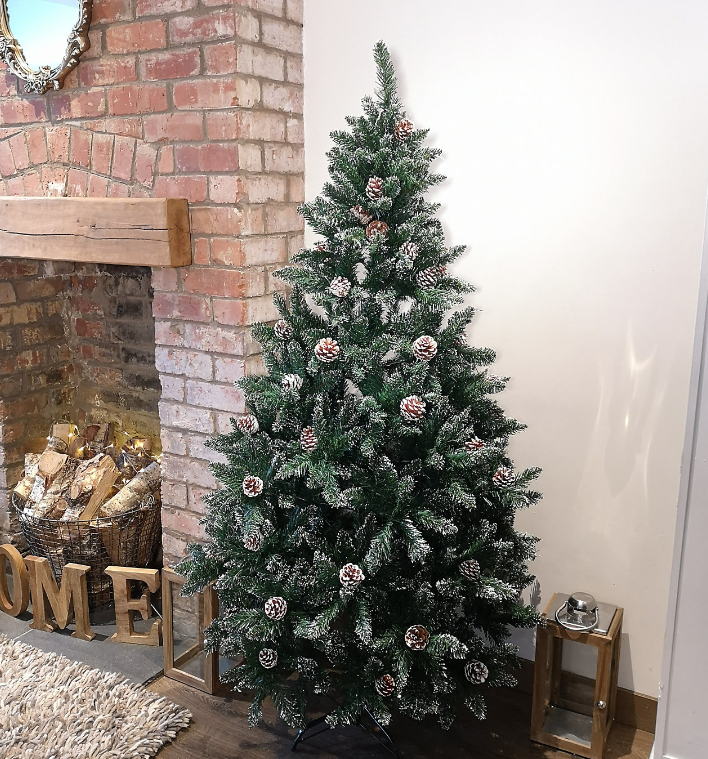 6ft (180cm) Rocky Mountain Pine Green Artificial Christmas Tree Snow Tipped