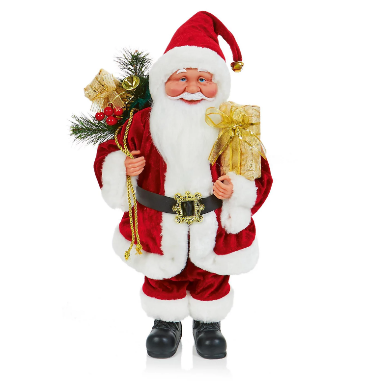 Premier 40cm Red Traditional Santa with Sack and Presents