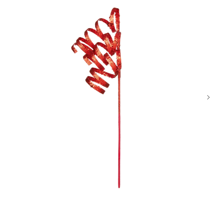 70cm Red Curly Glitter Stem