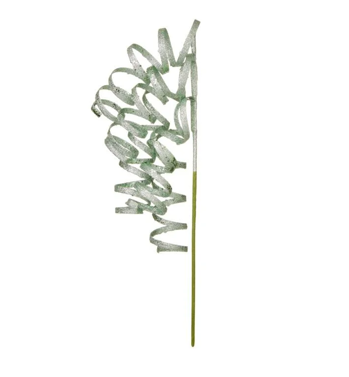 70cm Sage Green Curly Glitter Stem