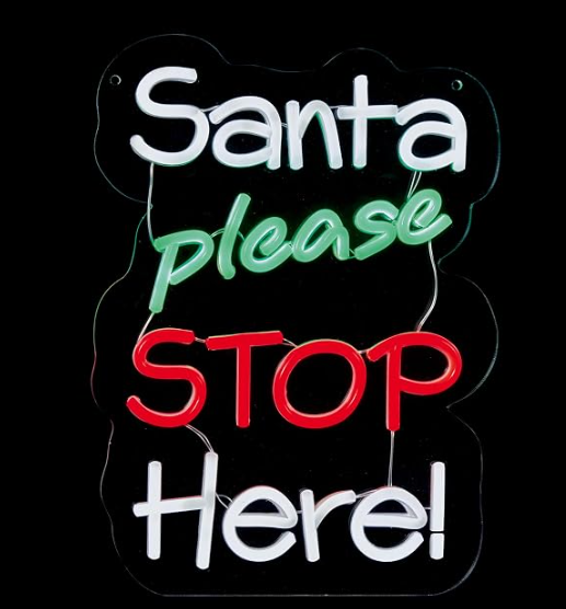Premier 35cm Santa Please Stop Here Neon Hanging Sign