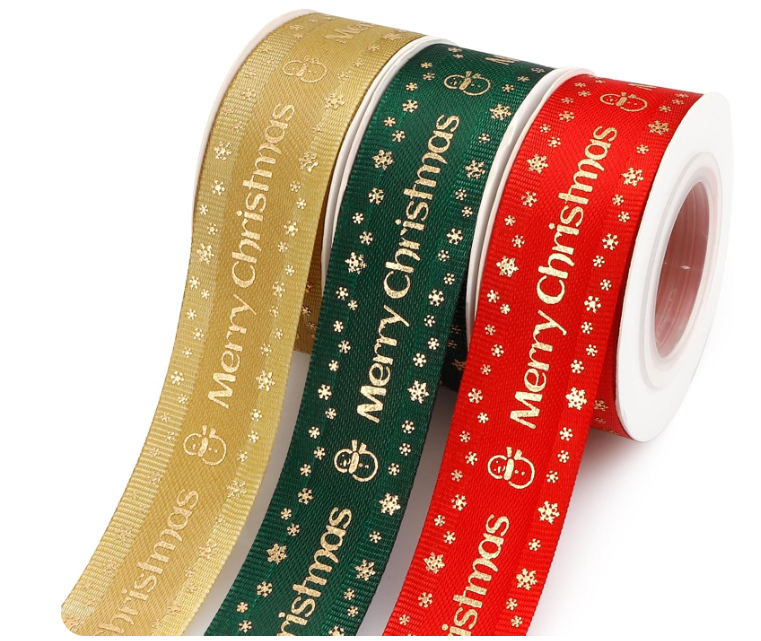 3.5cm x 5m Merry Christmas Ribbons - Assoreted