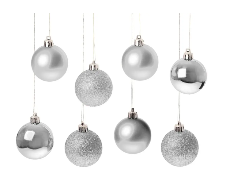 10 Piece Silver Shatterproof Baubles - 60mm