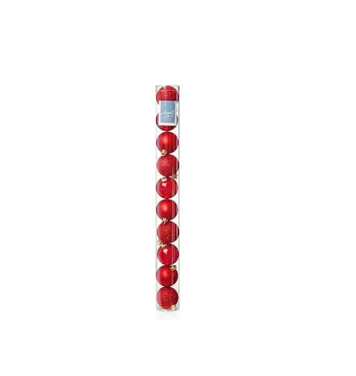 10 Piece Red Shatterproof Baubles - 60mm