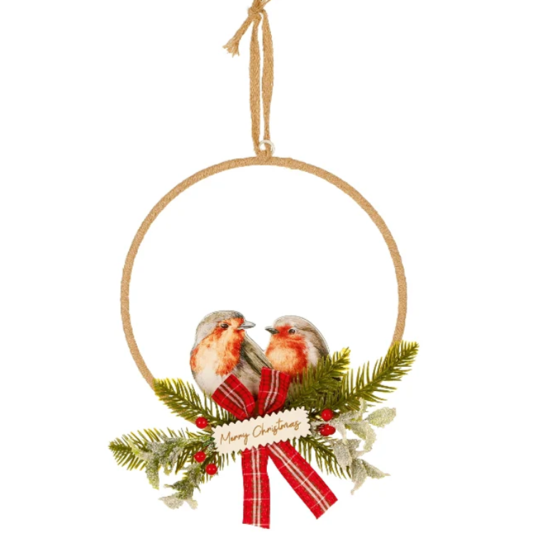 26cm Merry Christmas Robins Iron Circle