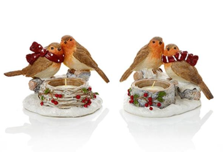 Premier Robin With Tealight Holder Assorted 16cm x 10cm