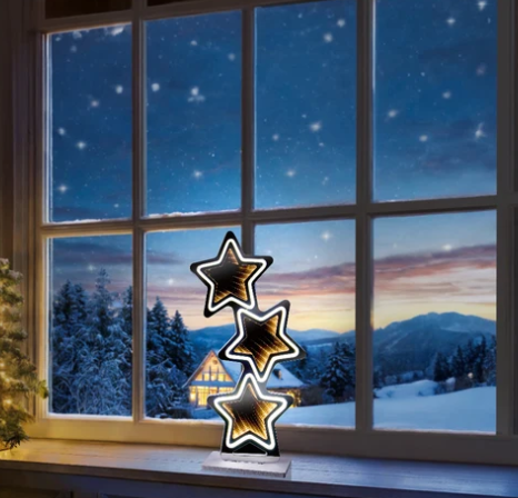 Premier 40cm Lit Star Stack Infinity Mirror Tabletop
