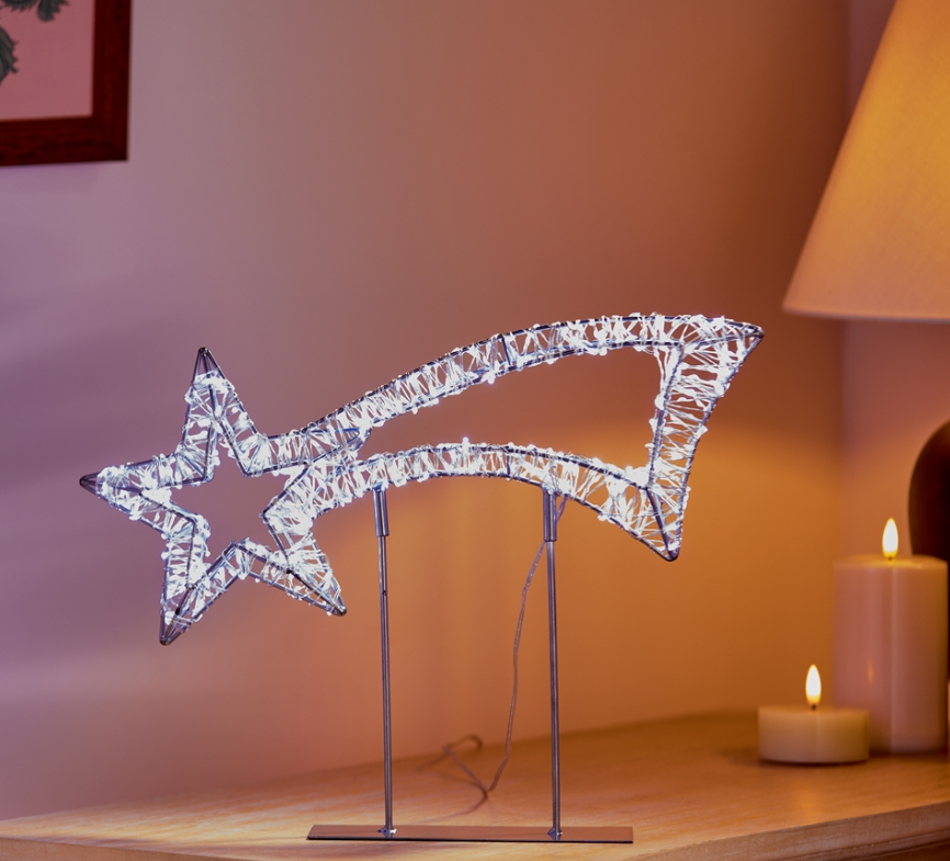 Premier Silver Table Top Shooting Star with 500 White LEDs (45cm)