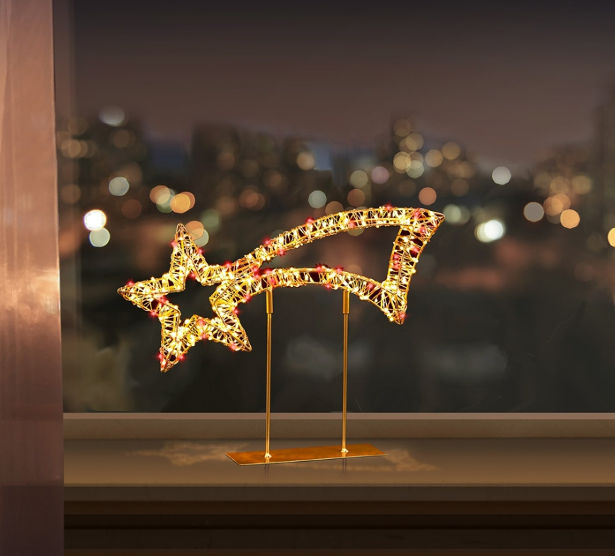 Premier Gold Table Top Shooting Star with 500 Red and Warm White LEDs (45cm)
