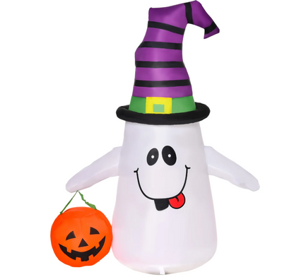 1.2m Inflatable Witch Ghost with Pumpkin &amp; LED Lights