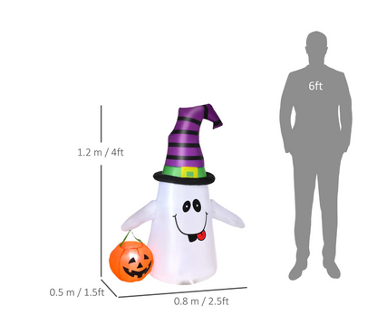 1.2m Inflatable Witch Ghost with Pumpkin &amp; LED Lights
