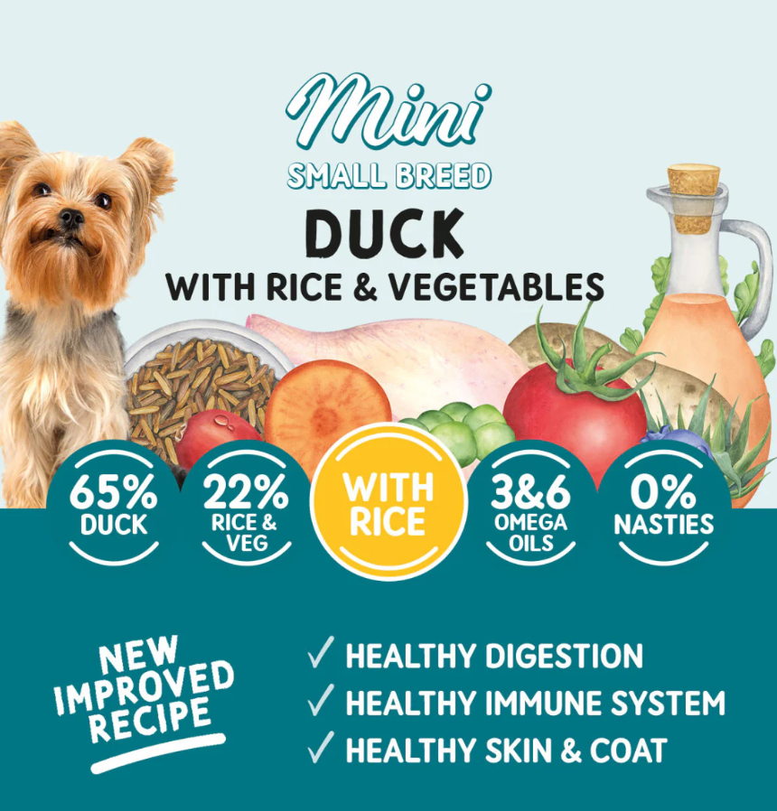 Adult Mini Dog Duck with Rice and Vegetables Pouches 150g