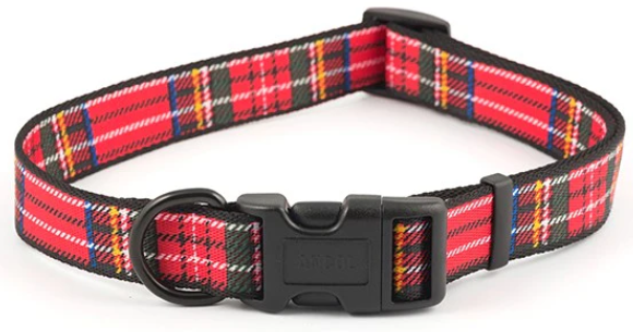 Ancol Tartan Nylon Adjustable Dog Collar - Red